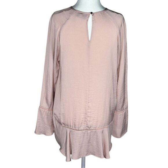 Mossimo Womens Blush Pink Long Sleeve Peplum Blouse Size M - Picture 3 of 7